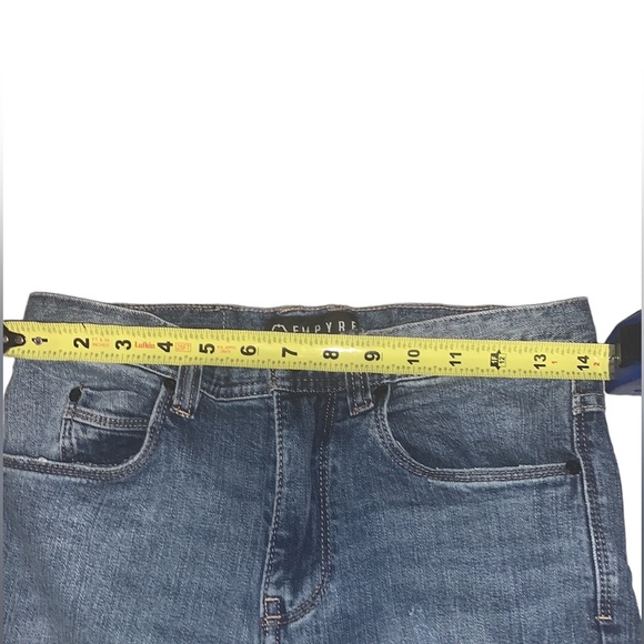 Men’s Empyre Verge Lap Blue Distressed Tapered Skinny Jeans - Picture 14 of 14